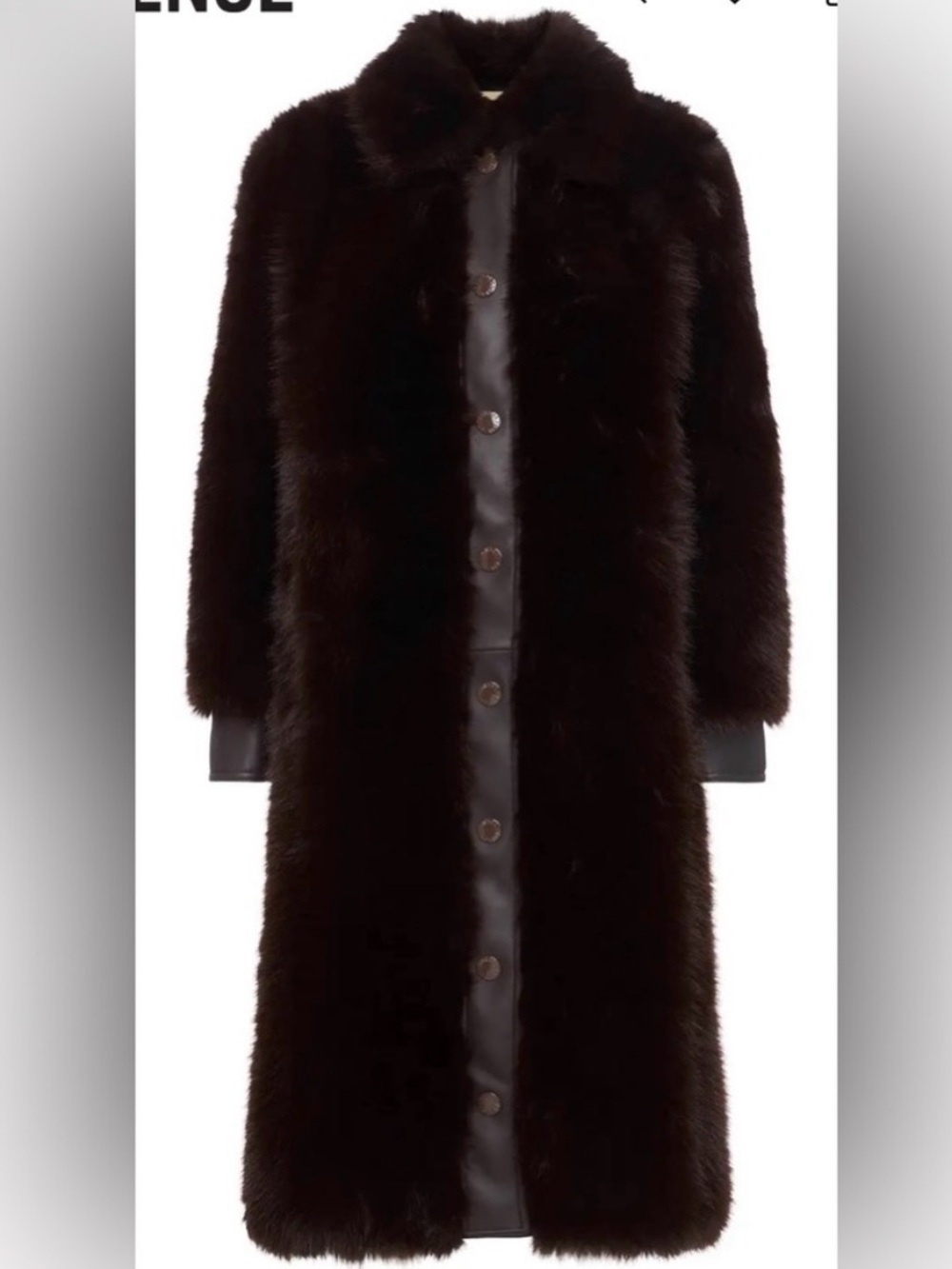 L’Agence Long Dark Brown Faux Fur Button-Front Coat